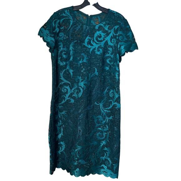 Adrianna Papell NEW Size 12 Dark Jade Green Women's Lace A Line Shift Mini Dress - Picture 4 of 10